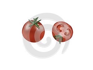 3d - image, realistic illustration of a red tomato in a cut
