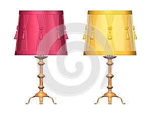 3D image of red and yellow lamps on white