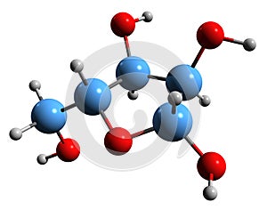 3D image of Ribose skeletal formula