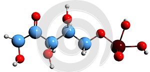 3D image of Ribulose 5-phosphate skeletal formula