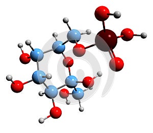 3D image of Sedoheptulose 7-phosphate skeletal formula