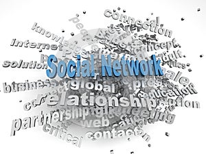 3d image social network issues concept word cloud background
