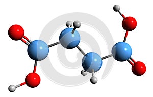 3D image of Succinic acid skeletal formula