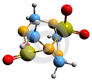 3D image of Tetramethylenedisulfotetramine skeletal formula