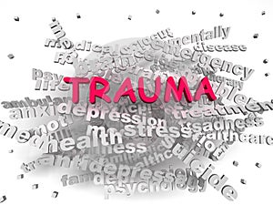 3d image Trauma word cloud concept