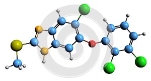 3D image of Triclabendazole skeletal formula