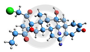 3D image of Ulobetasol propionate skeletal formula