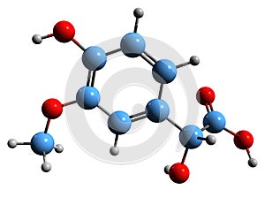 3D image of Vanillylmandelic acid skeletal formula