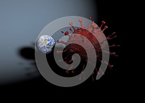 A 3D image of the world threaten by corona virus concept