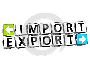 3D Import Export Button Click Here Block Text