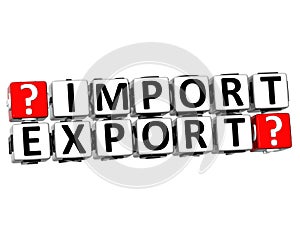 3D Import Export Button Click Here Block Text