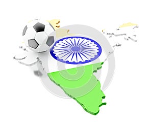 3d India map with football soccer