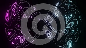 3d infinity sign with energy lines. Design. Twisted endless loop with neon pattern. Luminous psychedelic pattern of