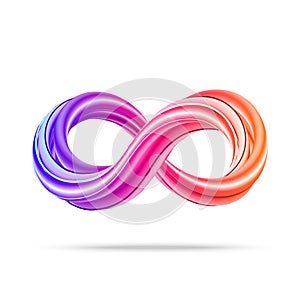 3d infinity symbol. Colorful infinity icon.