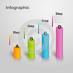 3D infographic graph with 4 steps for business or corporate sector in presentation