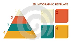 3D infographic template in solid colors