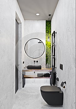 3D interior design of a modern bathroom