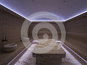 3d Interior of luxury turkish bath hammam
