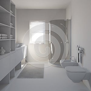 3D interior rendering a modern bathroom