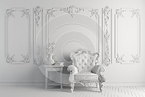 3d interior with vintage arm chair