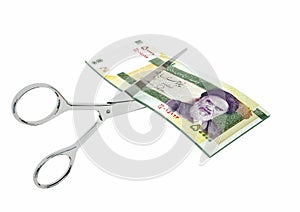 3D Iranian Currency with pairs of Scissors