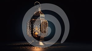 3d Islamic Background. AI Generated, Lantern for Ramadan Kareem on dark background.