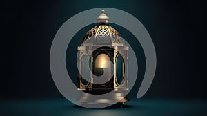 3d Islamic Background. AI Generated, Lantern for Ramadan Kareem on dark background.