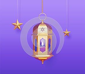 3d Islamic lantern and star decors