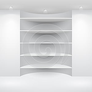 3d isolated Empty shelf for exhibit