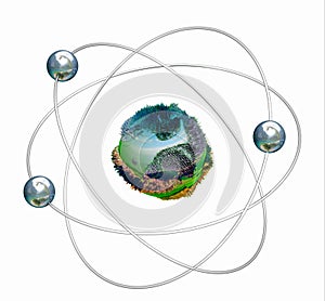 3D isolated green atomic structure