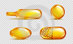 3d isolated oil vitamin pill fish capsule icon