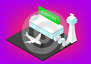 3D isometric Airport building, vector art