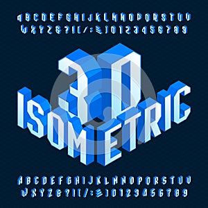 3D isometric alphabet font. 3d effect geometric letters, numbers and symbols.