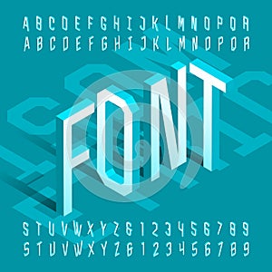3D isometric alphabet font. 3d effect thin letters and numbers.