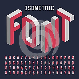 3d isometric alphabet vector font.