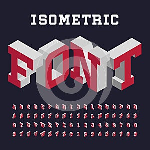 3D isometric alphabet vector font.