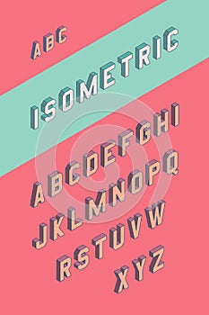 3d isometric alphabet vector font. A to Z. Vector illustration.