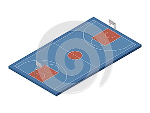 3D isometric basketball court, vector isolated design element