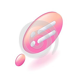 3D Isometric. Cartoon icons, Light Pink Speech Bubble for text. Notification concept. Chat message. Vector illustration