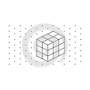 3D isometric cubes for each shape using the dotted lines on a dots grid.