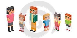 3d isometric family couple children kids people concept flat icons flirting love first date parenting together vector