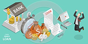 3D Isometric Flat Vector Concept of Quick and Easy Cash Loan, Business and Finance Services.