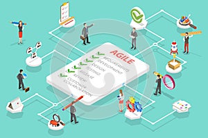 3D Isometric Flat Vector Conceptual Illustration of Agile Software Development Methodology