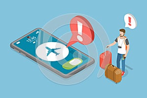 3D Isometric Flat Vector Conceptual Illustration of Airplane Mode Alert