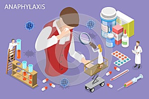 3D Isometric Flat Vector Conceptual Illustration of Anaphylaxis