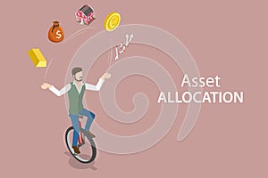 3D Isometric Flat Vector Conceptual Illustration of Asset Allocation