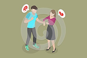 3D Isometric Flat Vector Conceptual Illustration of Breaking Relationship