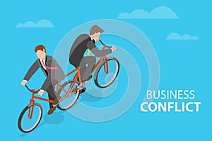 3D Isometric Flat Vector Conceptual Illustration of Business Conflict
