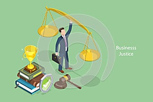 3D Isometric Flat Vector Conceptual Illustration of Business Justice