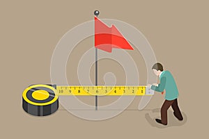 3D Isometric Flat Vector Conceptual Illustration of Business Performance Measuring